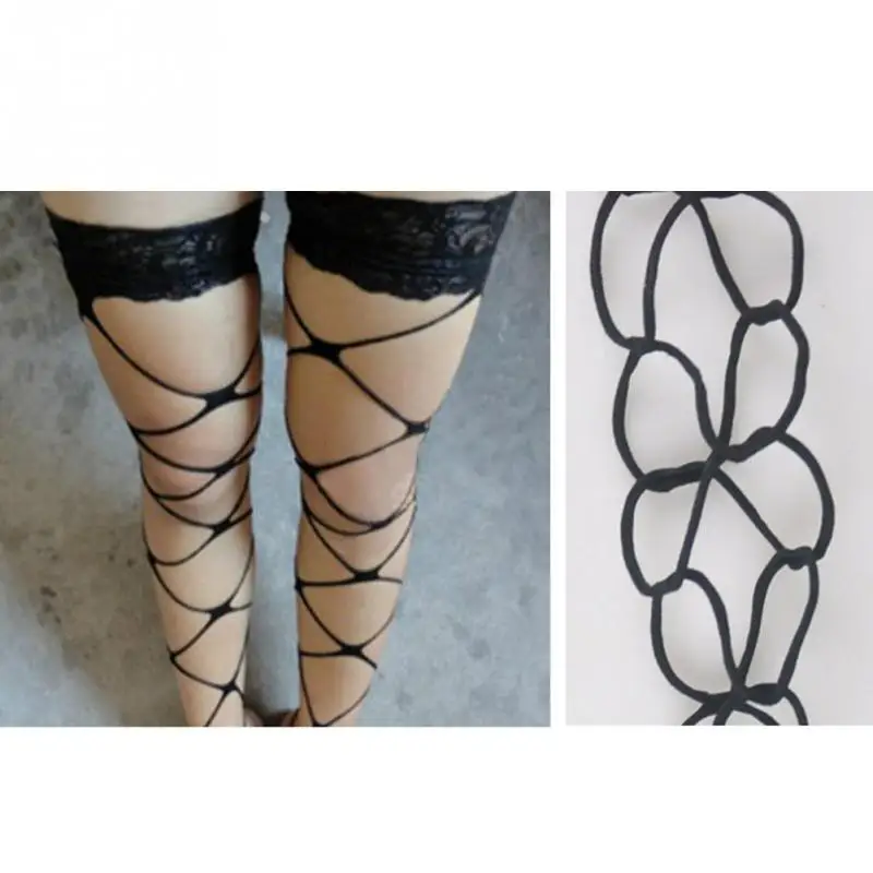 Для женщин девочек большой сетки сексуальные чулки ажурные бедра кружево черные