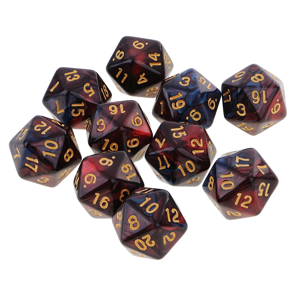 10 шт. 20 кубика D20 многогранные кости для игры ролевые высокого качества красные