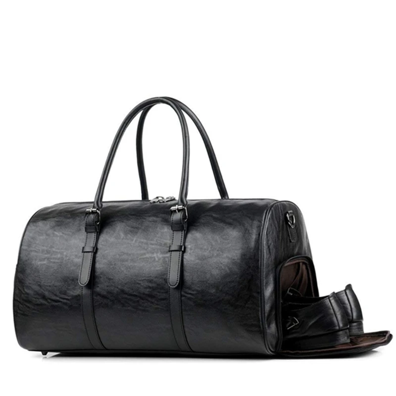 

Casual Business Men Travel Bags Large Capacity Rolling Male High Quality Leather Tote Handbag Men's duffel Bag For Short Trip