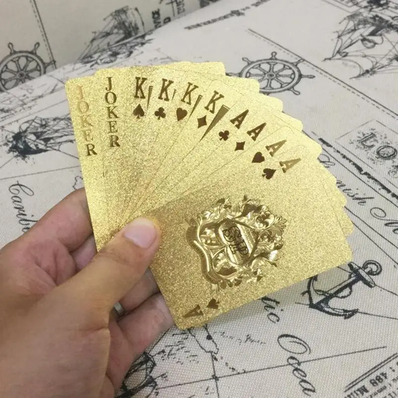 24K золотые игральные карты покер игра палуба Золотая фольга набор пластиковые