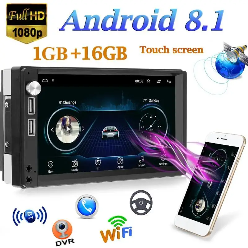 7-дюймовый сенсорный экран Android 8 1 автомобильный стерео MP5 плеер с Wi-Fi