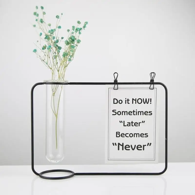 Прозрачная трубка стеклянная металлическая стойка для цветов железная ваза