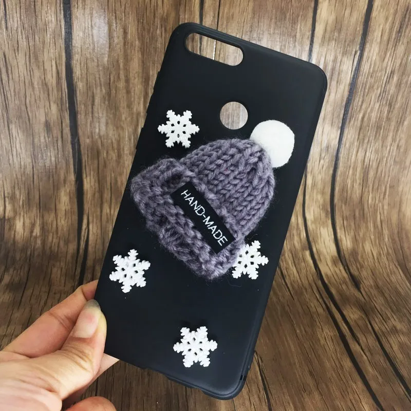 Christmas Hat Fluffy Case For Huawei Honor 7X 7 X Honor9 9 lite 10 Lovely Silicone Phone Cases On P Smart Cover Coque | Мобильные