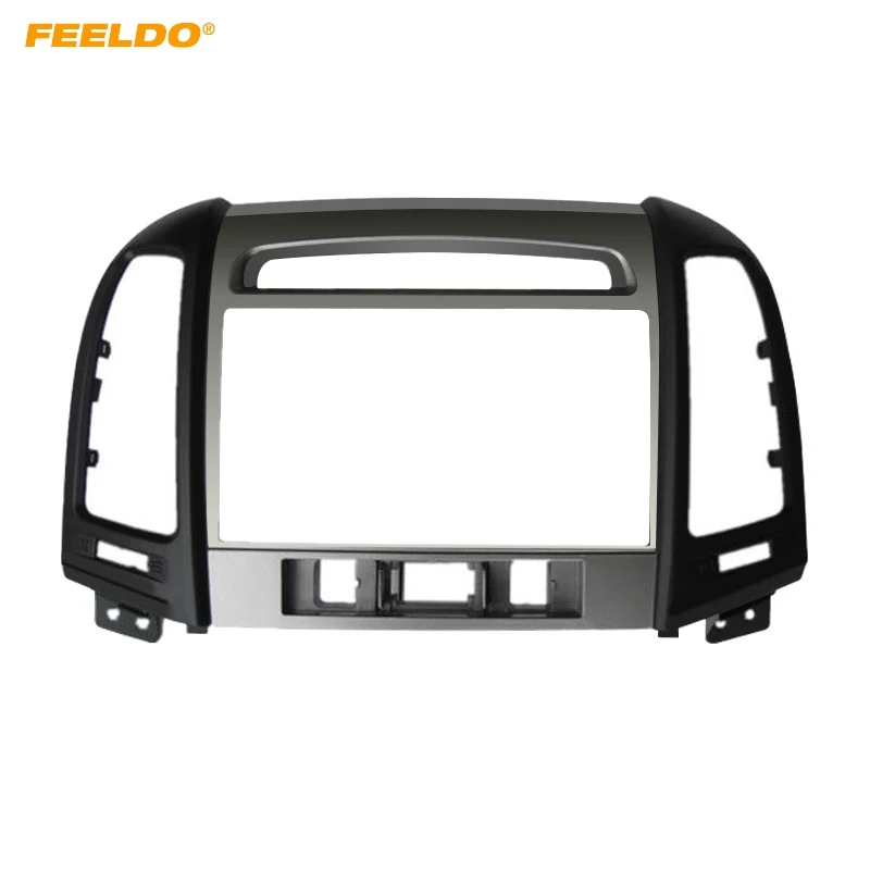 

FEELDO Car 2Din DVD Radio Fascia Frame for Hyundai Santafe 2006-2012 Stereo Face Panel Installation Trim Kit #MX5136