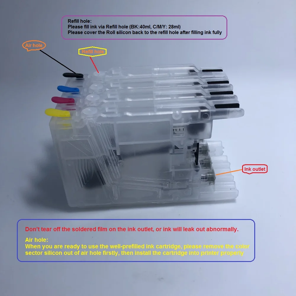 Пустой пополняемый картридж YOTAT для чернил LC12 LC40 LC71 LC73 LC75 LC400 LC1220 LC1240|ink cartridge|refillable