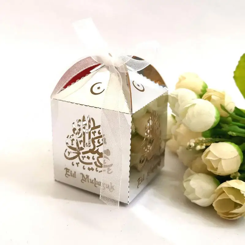 50 шт./лот Eid Мубарак золотые коробки для конфет шоколада Рамадан Kareem пустотелый