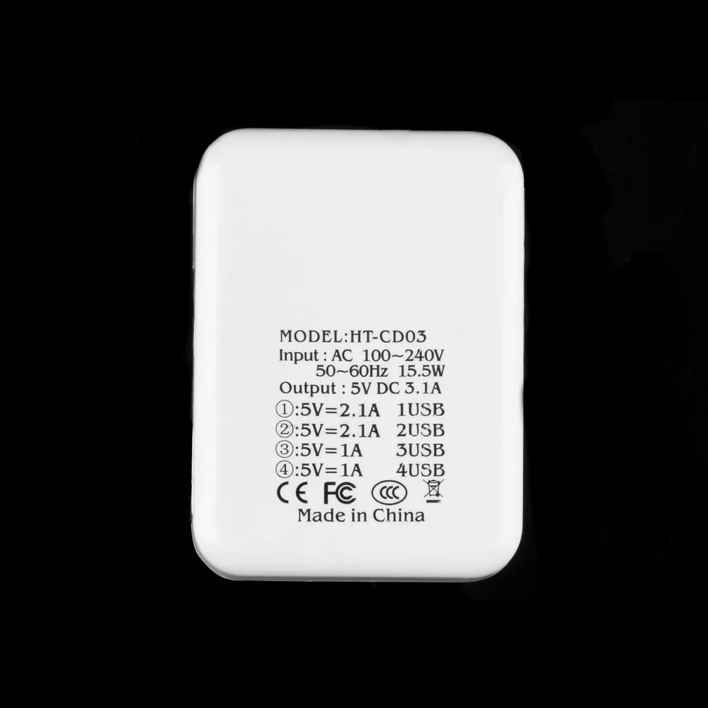 Белый пластик 2.1A 4 порта Usb портативное устройство для зарядки из настенной