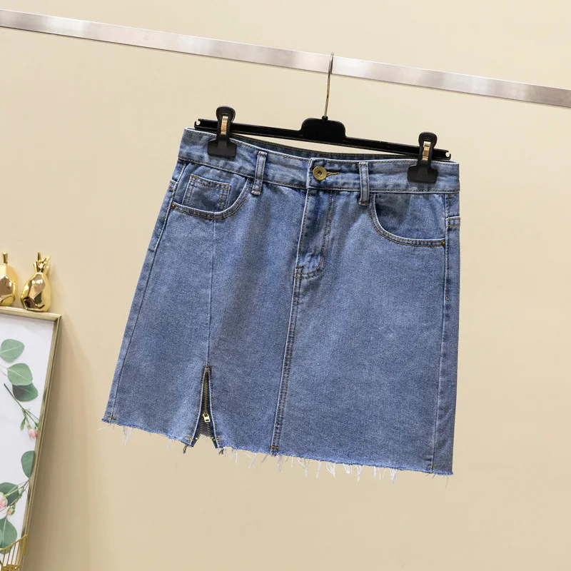 Женская синяя Повседневная джинсовая мини юбка на молнии 2019 летняя новая