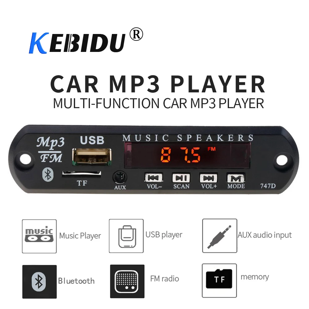 

Bluetooth MP3 декодер, плата, Автомобильный MP3 музыкальный плеер, модуль, беспроводной DIY декодер, FM-радио, TF, USB, 3,5 мм, AUX аудио приемник