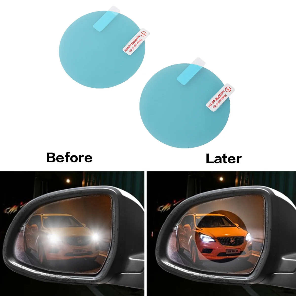 2pcs Anti-Scratch Car Rearview Mirror Protection Round Protective Film Anti-Glare Anti-Fog HD Rainproof Clear With Tools | Автомобили и