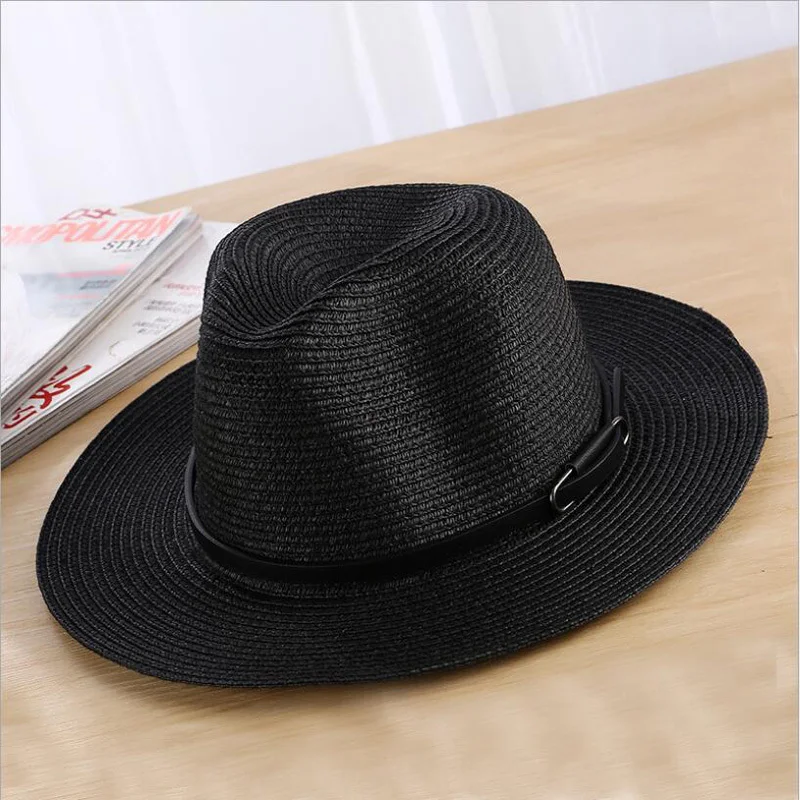 

Summer Hats For Women Men Broad Brimmed Straw Hat Belt Buckle Playa Panama Hat Sunhat Chapeau Femme Male Female Jazz