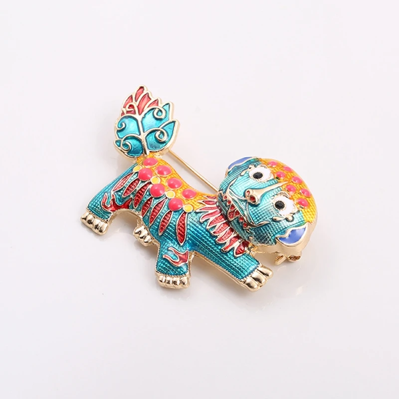 The New Drip Chinese Wind Lion Mascot Textured Cardigan Brooch Brooches Women Windbreaker Suit Exquisite | Украшения и аксессуары