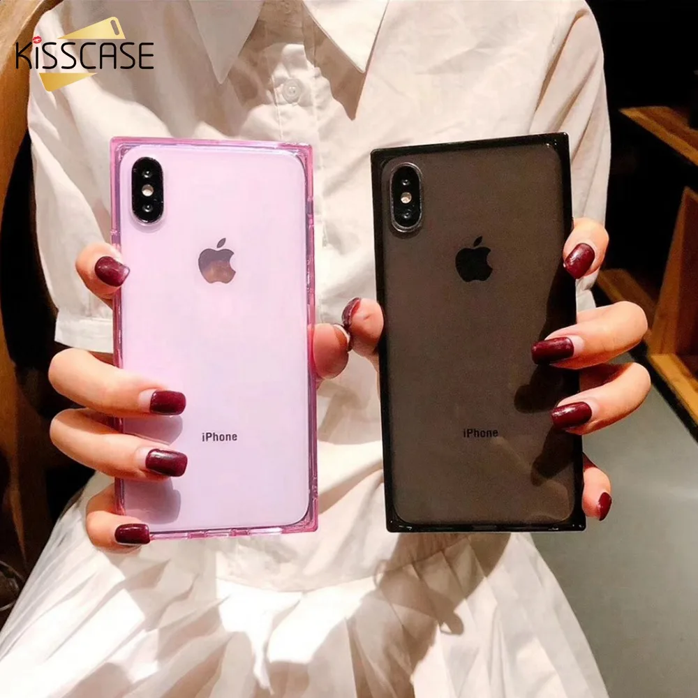 KISSCASE Square Case For iPhone X 8 7 6S 6 XS Max XR Plus 11 Pro Phone Cases Silicone Soft Luxury Transparent Cover Fundas | Мобильные