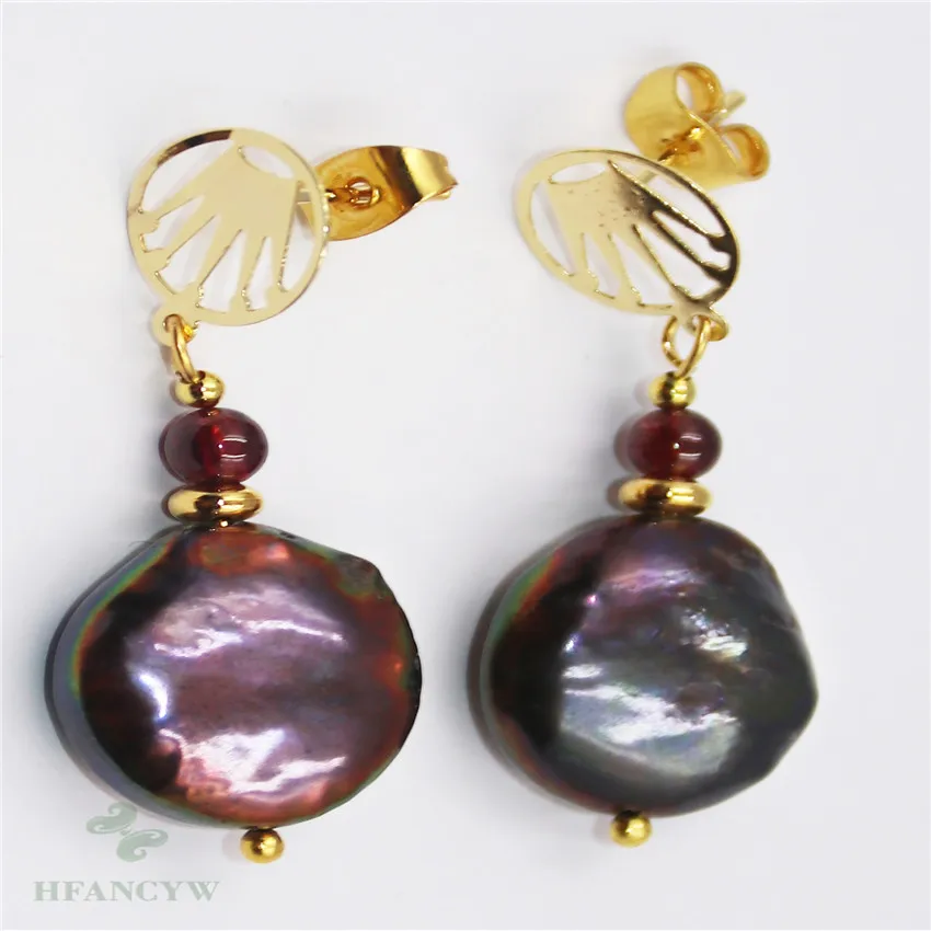 14-15 мм фиолетовые серьги с барочным жемчугом шпильки для ушей свадебный подарок