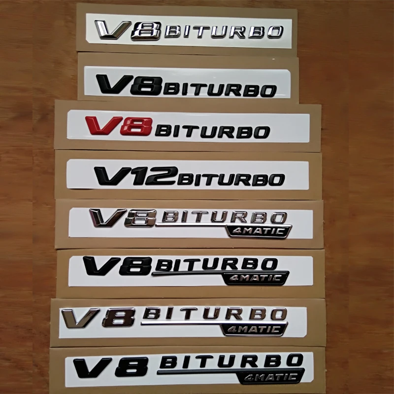 

V8 V12 BITURBO for AMG Stickers Car Trunk Rear Letters Fender Sides Badge Emblem Emblems Badges For Mercedes Amg Benz TURBO AMG