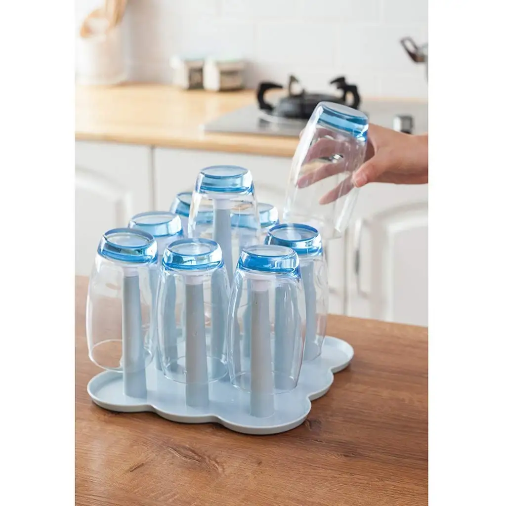 Blue Cup Holder Creative Living Room Drain Storage Rack Glass Plastic Tray Drying | Дом и сад