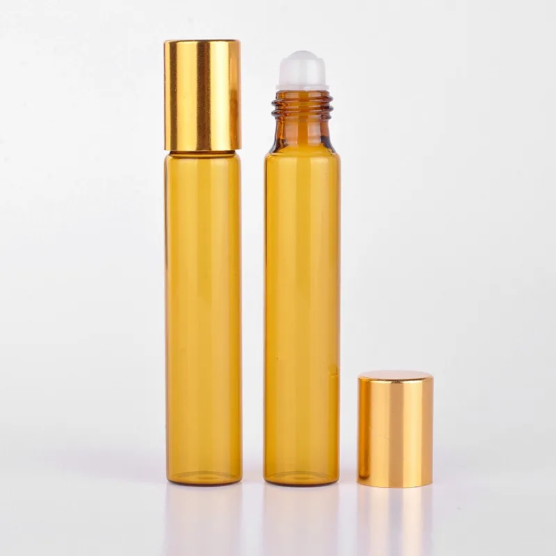 1000pcs 10ML Portable Amber Glass Refillable Perfume Bottle With Roll On Empty Essential Oils Case freeshipping | Красота и здоровье