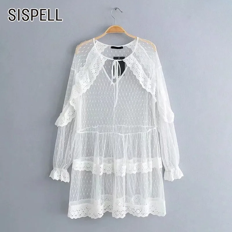 SISPELL/весенние платья в горошек для женщин с v образным вырезом расклешенными