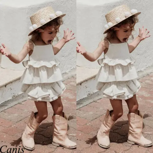 Комплект из 2 предметов для малышей летняя однотонная одежда маленьких девочек