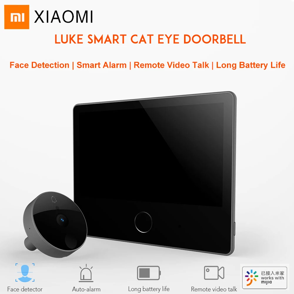 Xiaomi Mijia Luke умный видеодомофон дверной звонок кошачий глаз детектор лица ночное