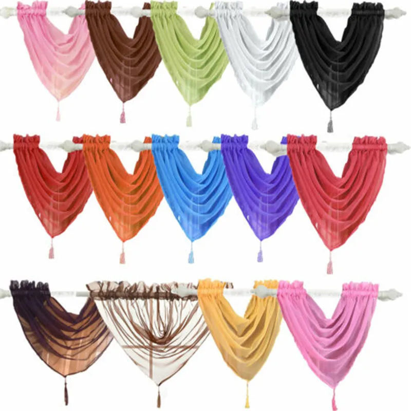 Новые Красочные занавески с кисточками s Swag Pelmet Valance сетчатые вуаль 15 цветов
