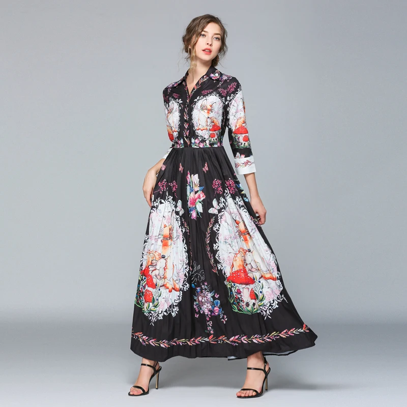 Новое винтажное женское платье с рукавом три четверти и принтом контрастные