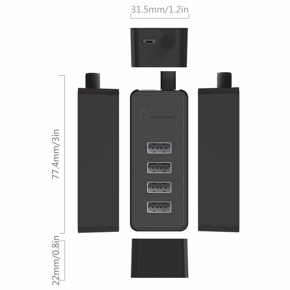 Orico W5P U2 Abs 4 порта Usb 2 0 Micro и Type A вход Настольный концентратор Otg сплиттер мульти