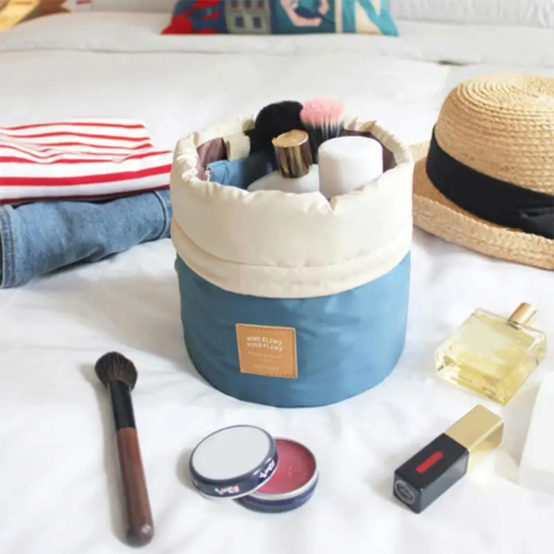 Новое поступление женские портативные косметические сумки Drawstring Pouch Bucket Shaped Makeup