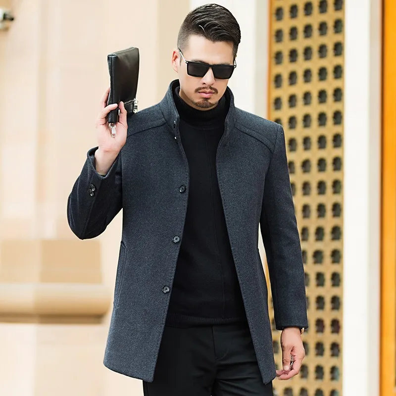 winter 2018 Spring Casual Sleeve Woolen mens for men overcoat wool trench Coat Men's Color Long plus size 8XL 6XL 5XL 4XL male | Мужская