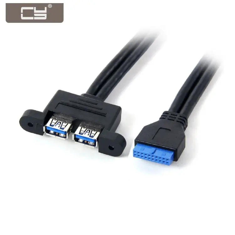 CY двойной порт USB 3 0 Женский Винт крепление к материнской плате 20pin кабель
