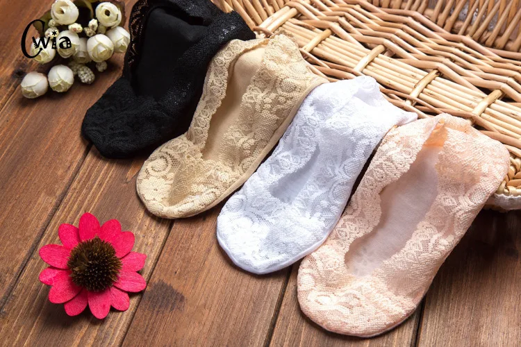 

women girl Silica Gel Lace Boat Socks Invisible Cotton Sole Non-slip Antiskid Slippers Anti-Slip Sock 12pair=24pcs ws74