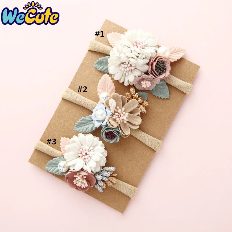 Wecute-Diadema Bandeau para beb&eacute;, banda para el pelo para beb&eacute; con flores, estilo princesa, accesorios para el cabello para ni&ntilde;a-0