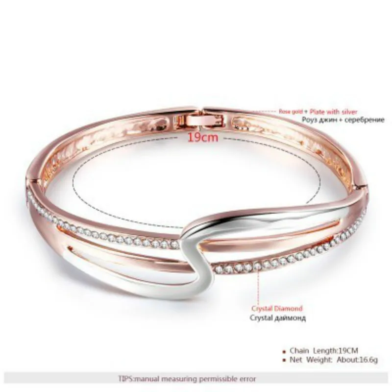 Двухцветные инкрустированные циркониевые цепи Platedsilver браслеты пара Шарм