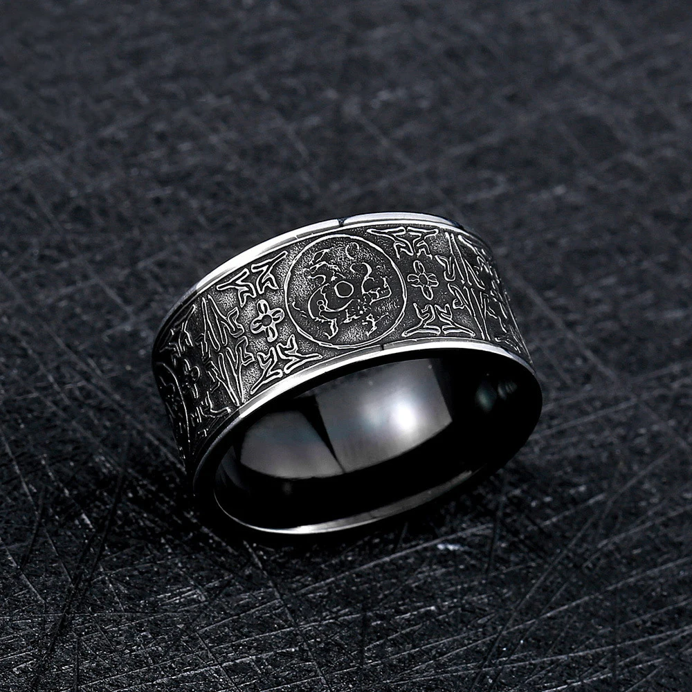 ProYearn 10 мм винтажное мужское кольцо из титановой стали нержавеющей с китайским God