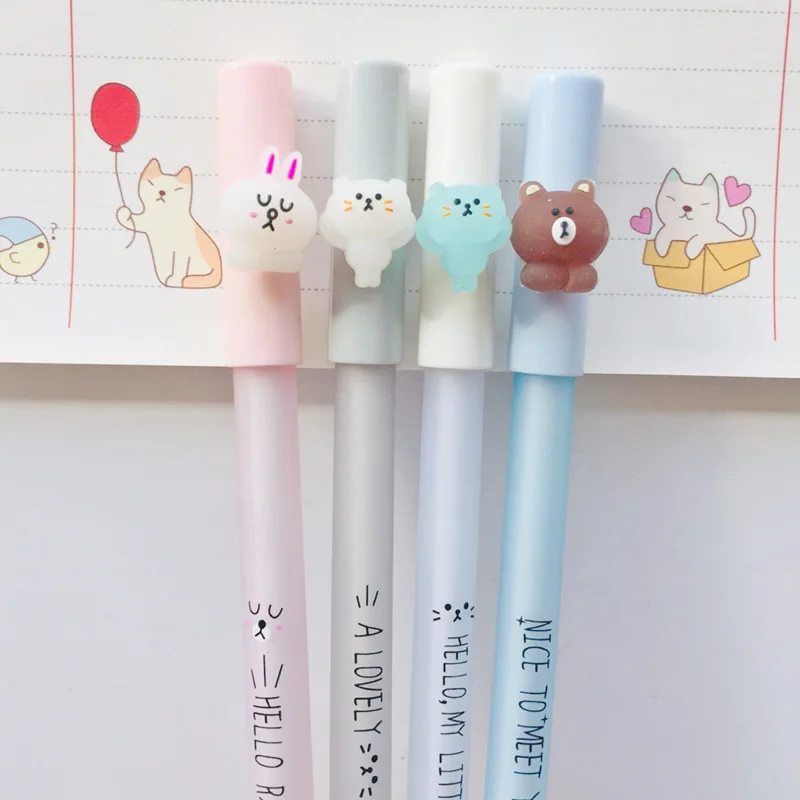 4 шт./партия милые Мультяшные медведи кролик стираемая ручка синие чернила