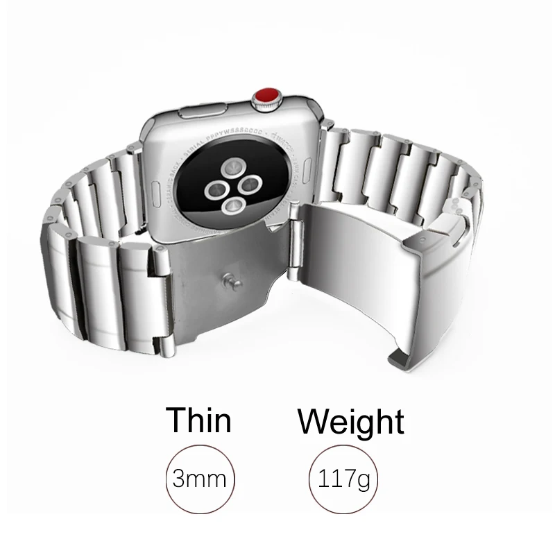 AKGLEADER  Solid Metal Steel Band For Apple Watch Series 7 6 5 4 iWatch High Quality Watchband For Apple Watch 3 2 Wrist Strap