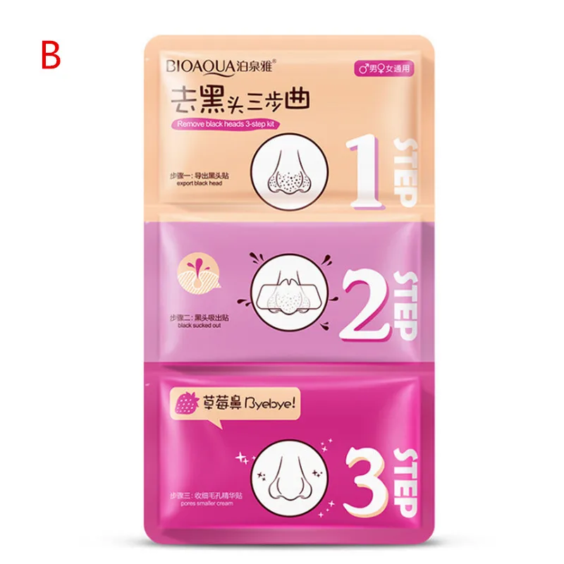 3-ступенчатое Уход за лицом маска для носа удалить угри маска blackhead Clear комплект Глубокая чистка пор Красота чистые косметические 3 шага