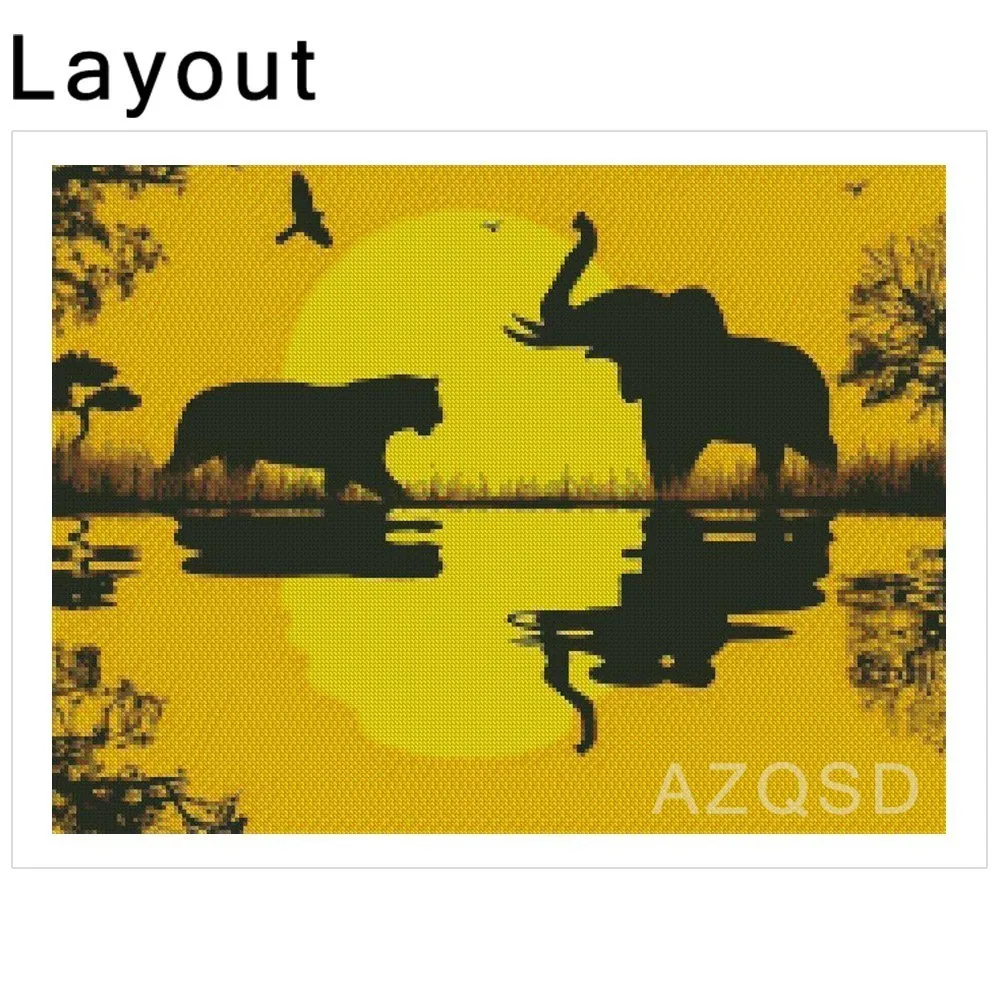 AZQSD Алмазная вышивка слон 5D DIY картина животное крестом Стразы ручной работы