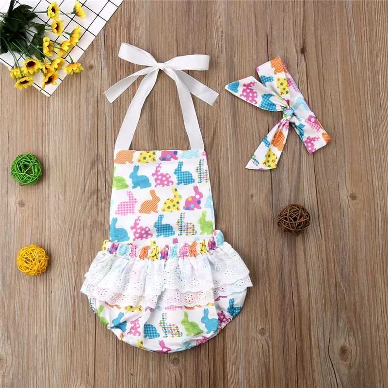 Милая Пасхальная Одежда для маленьких девочек летние комплекты новорожденных