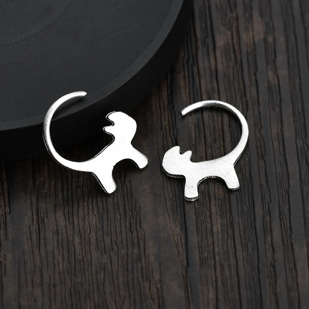100% 925 Sterling Silver Cute Cat Clip Earrings For Women Fashion Style Girl Jewelry pendientes plata de ley mujer | Украшения и
