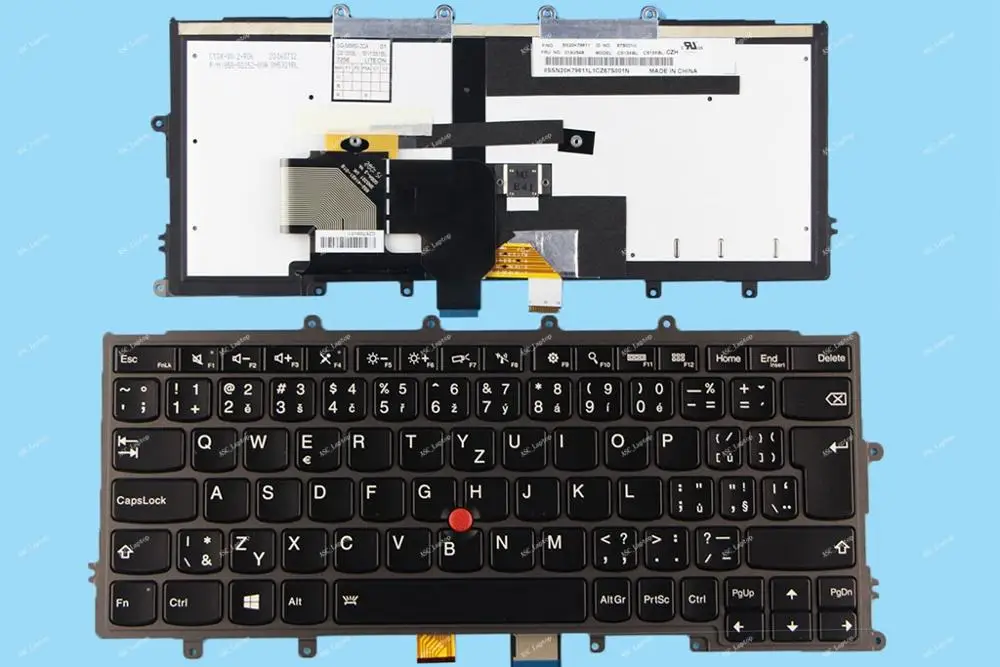 

New Czech Slovakian Keyboard for IBM Lenovo Thinkpad X250 X260 X270 Laptop , BACKLIT, Black Frame Black, with Pointer