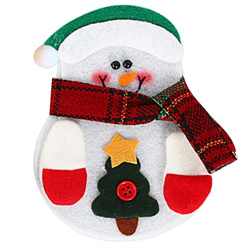 New-1pcs Cute Christmas Xmas Decor Kitchen Tableware Holder Pocket Dinner Bag snowman | Дом и сад
