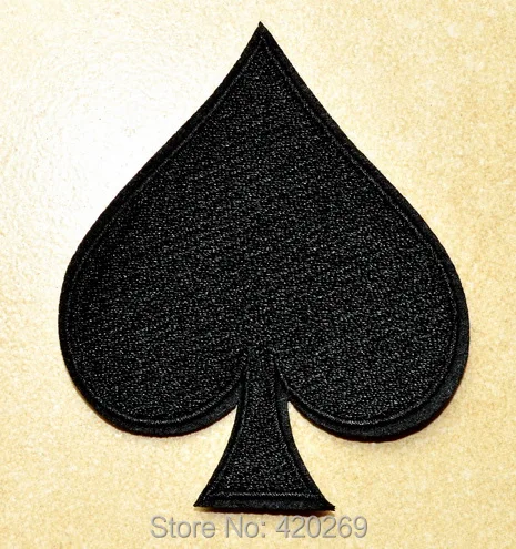 Горячая распродажа! ~ Нашивки Black Spade с вышивкой утюгом нашивки Аппликации