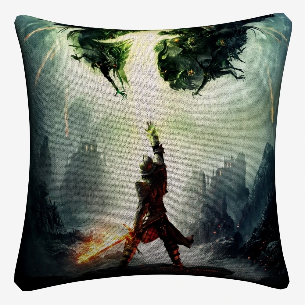 Декоративная льняная наволочка Dragon Age Inquisition для дивана 45x45 см чехол подушки