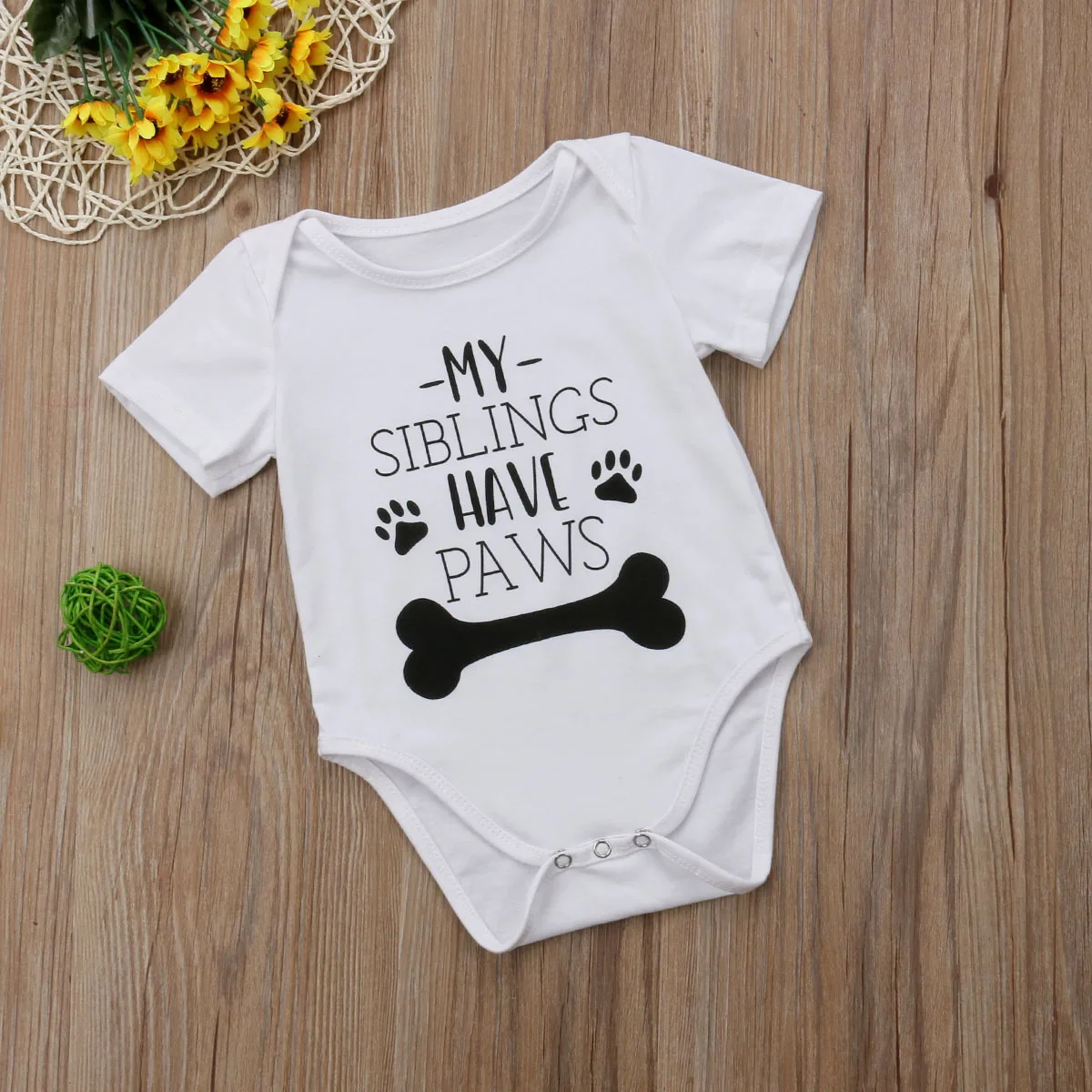 my siblings have paws print Short sleeve One Piece Bodysuit For Baby Boy | Детская одежда и обувь
