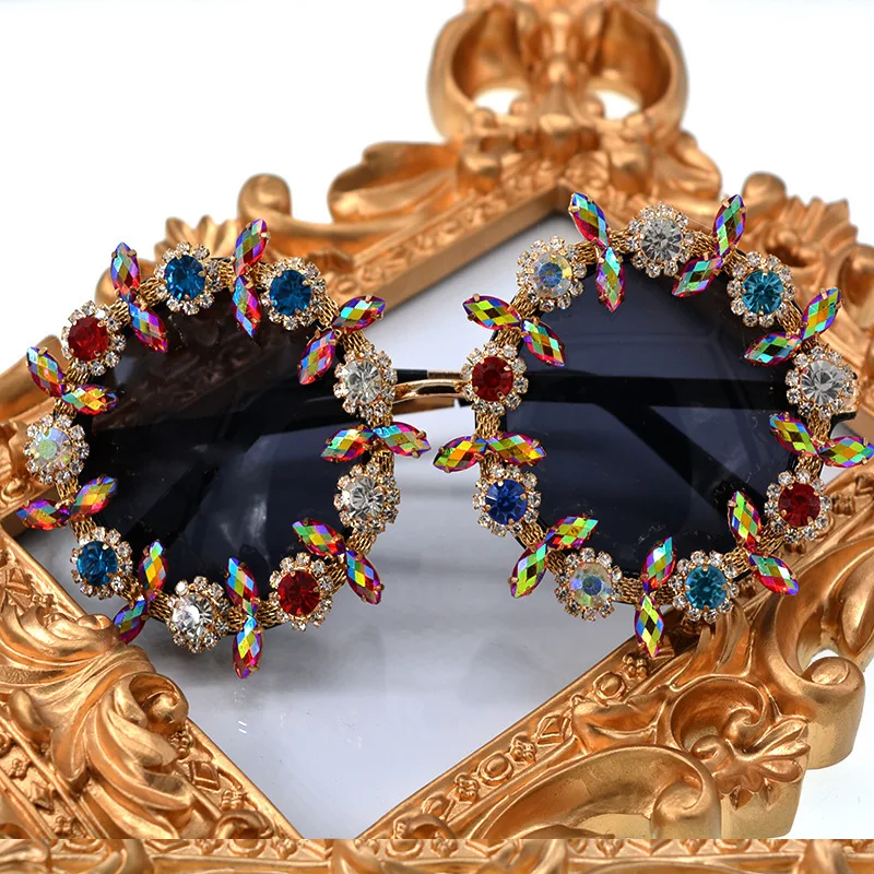 Круглые Солнцезащитные очки женские с кристаллами сексуальные солнцезащитные