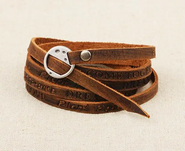 1PC vintage leather bracelet fashion five-circle personality meaningful gift hot sale accessories | Украшения и аксессуары