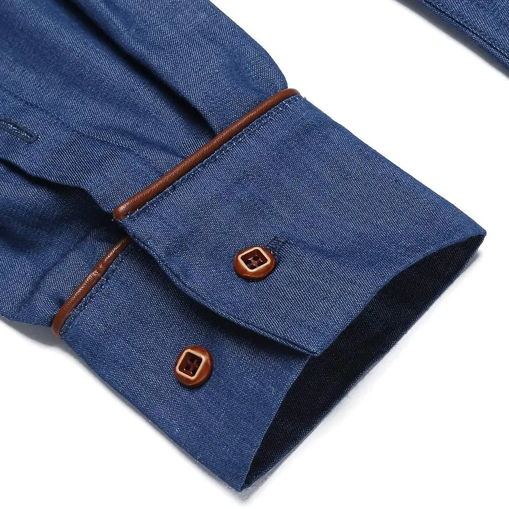 Мужская Повседневная рубашка контрастного цвета с отложным воротником и