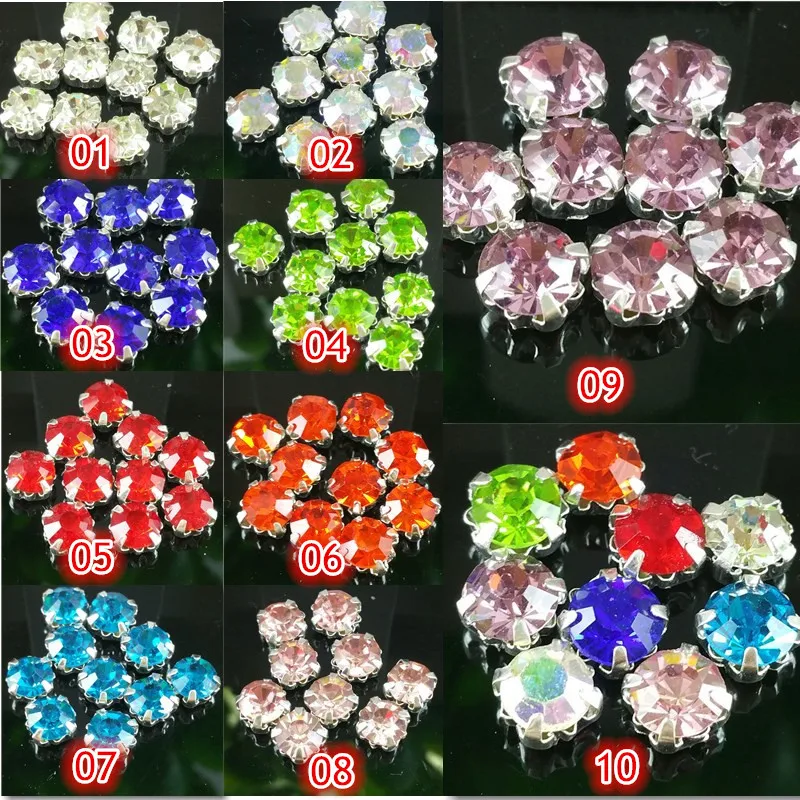 

DIY, 30 шт./пакет, SS20 (5 мм), 10 Цвет округлость стекло со стразами ручной работы пришить коготь горный хрусталь камень серебро снизу