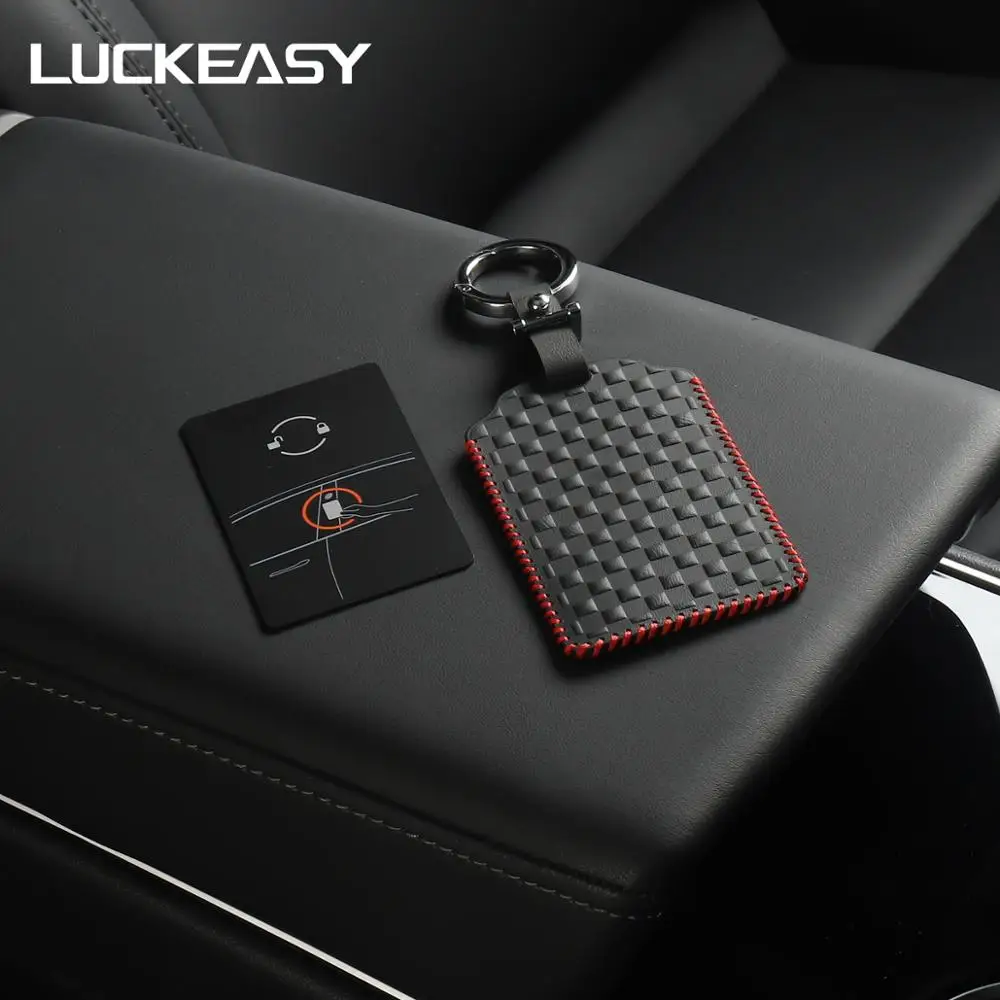 LUCKEASY для Tesla MODEL 3 2018 2021 аксессуары интерьера автомобиля кожаный чехол ключей